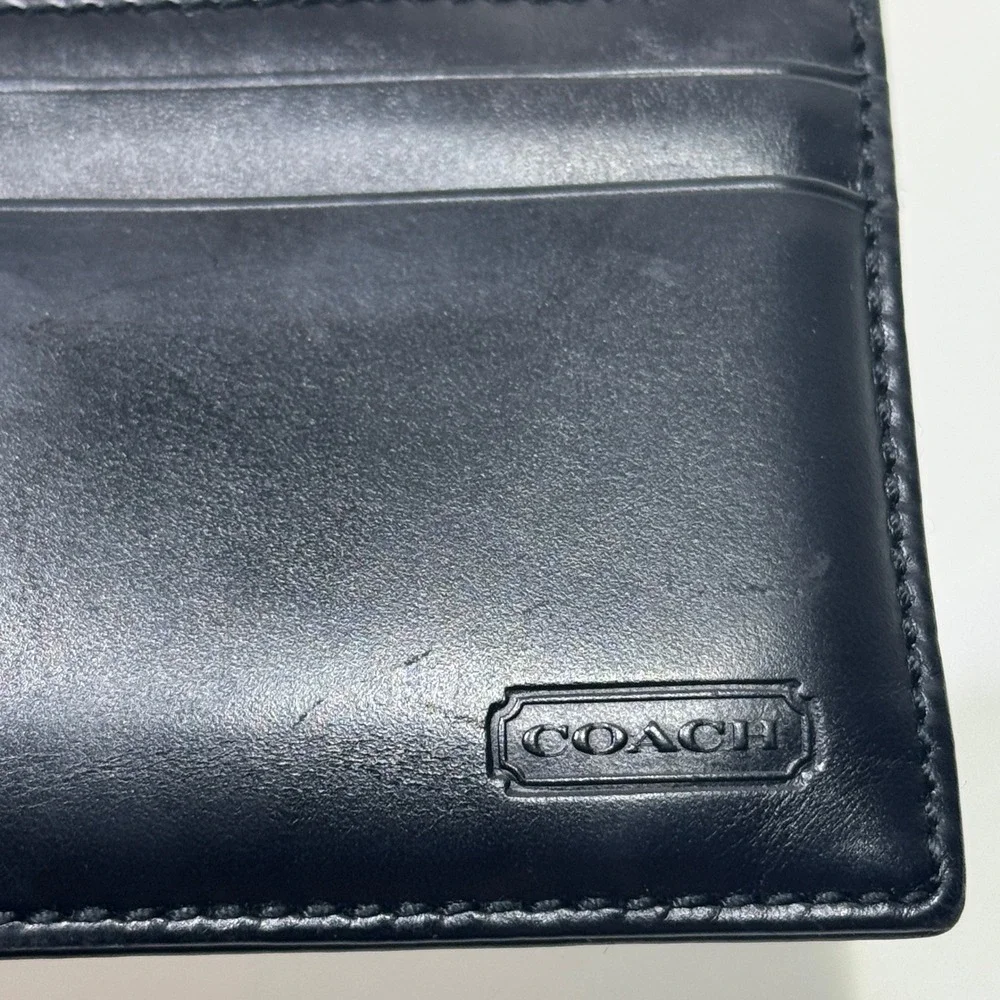 VTG Coach Water Buffalo Money Clip Card Case Wallet Black Leather Made in Spain